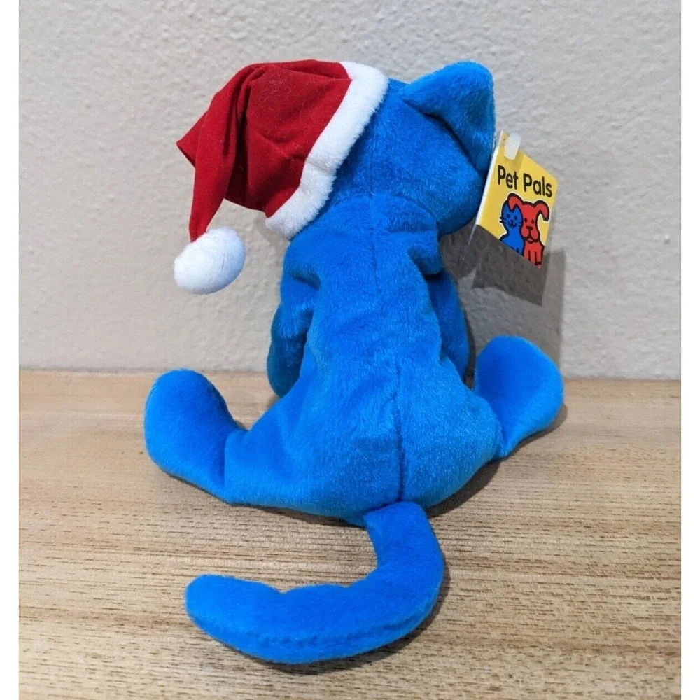 Vintage 1998 Petco Paw Pals Blue Holiday Mews Santa Kitty Cat Beanbag Plush 6